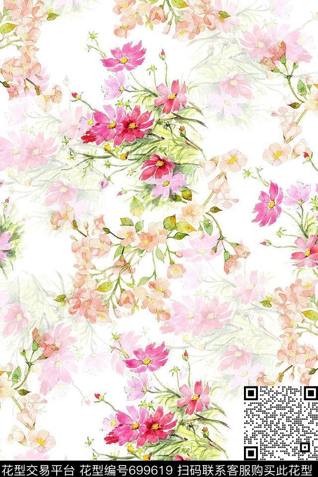 流行时尚樱花创意数码印花华亿平台下载（图片编号: 699619） - 瓦栏（Walan）