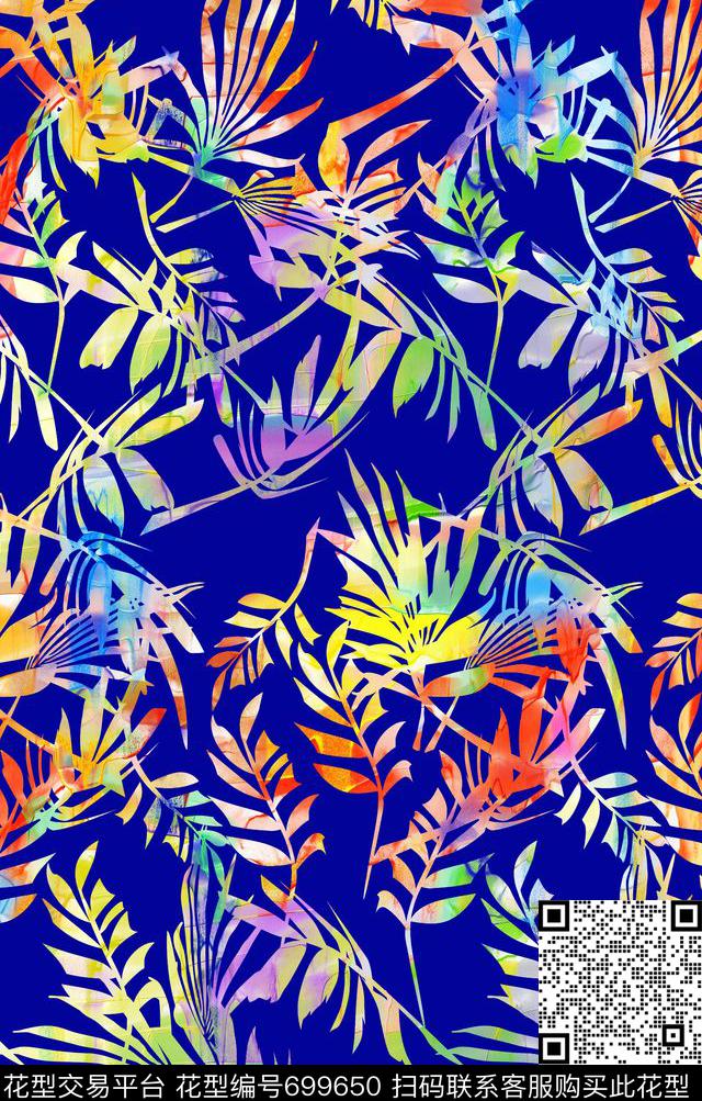 花卉热带几何树叶MAX-热带风情数码印花华亿平台下载（图片编号: 699650） - 瓦栏（Walan）