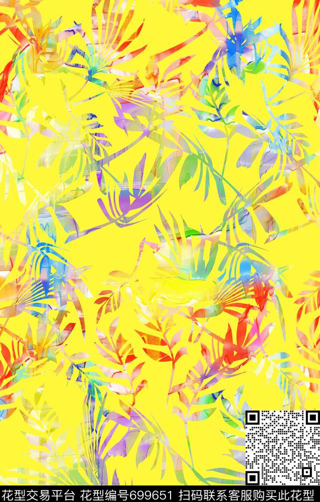 花卉热带几何树叶MAX-热带风情数码印花华亿平台下载（图片编号: 699651） - 瓦栏（Walan）