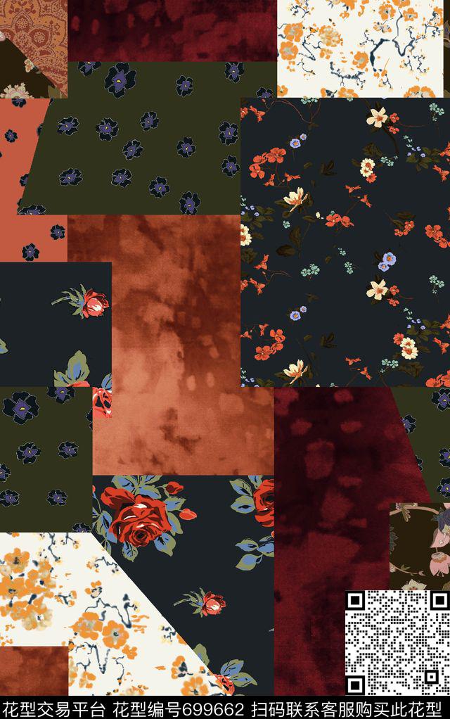 花卉女装印花山水画数码印花华亿平台下载（图片编号: 699662） - 瓦栏（Walan）