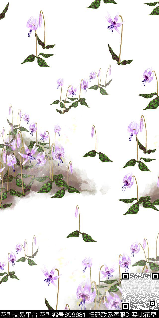 连衣裙花卉中国风数码印花华亿平台下载（图片编号: 699681） - 瓦栏（Walan）