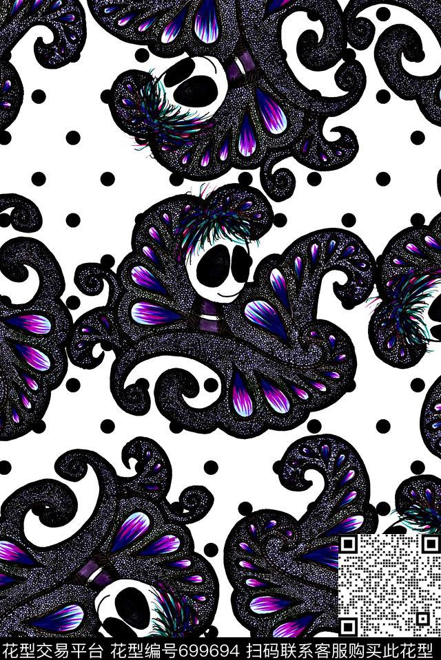 抽象几何波点数码印花小丑佩斯利数码印花华亿平台下载（图片编号: 699694） - 瓦栏（Walan）