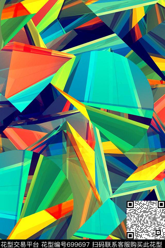 抽象几何拼接传统印花华亿平台下载（图片编号: 699697） - 瓦栏（Walan）