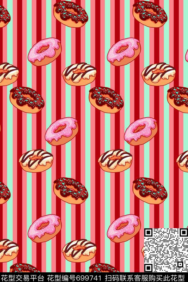 甜甜圈条纹趣味传统印花华亿平台下载（图片编号: 699741） - 瓦栏（Walan）