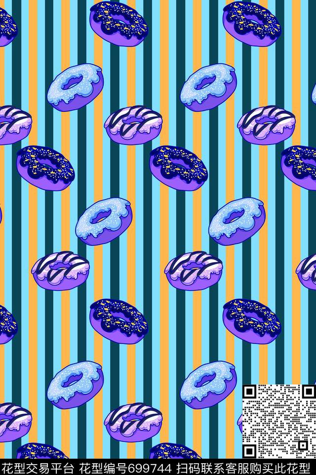 甜甜圈条纹趣味传统印花华亿平台下载（图片编号: 699744） - 瓦栏（Walan）