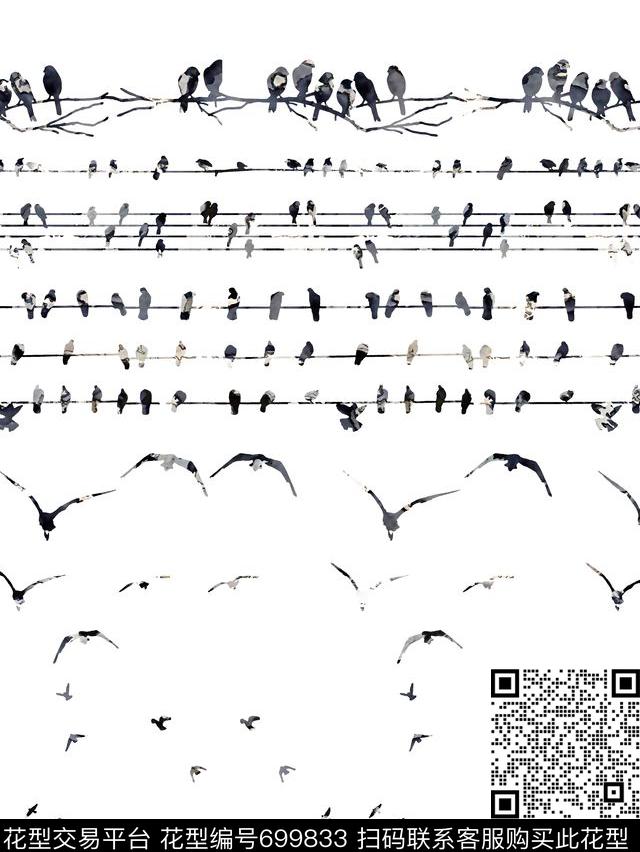 鸟抽象鸟男装T恤数码印花华亿平台下载（图片编号: 699833） - 瓦栏（Walan）