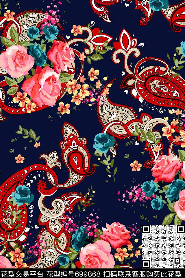 印度民族风佩斯利涡旋纹传统印花华亿平台下载（图片编号: 699868） - 瓦栏（Walan）