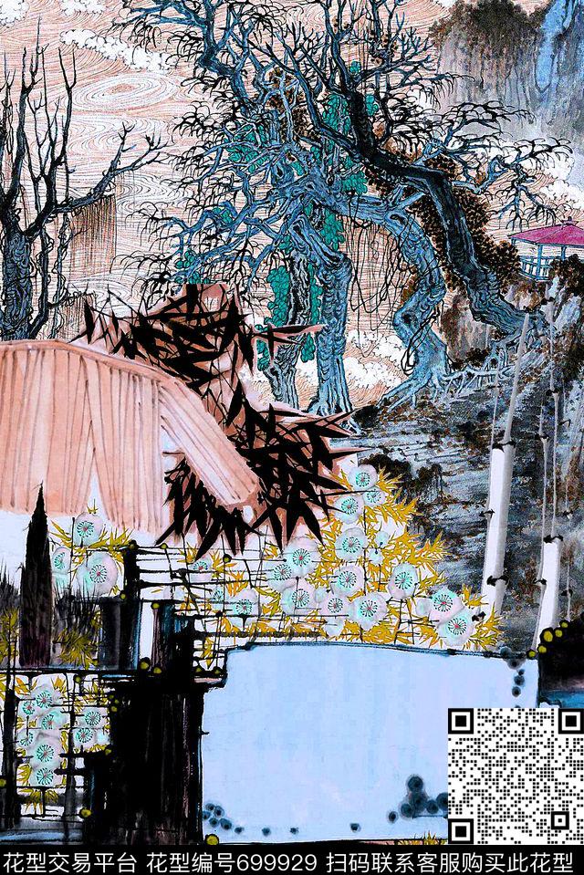 清爽花卉花卉风景数码印花华亿平台下载（图片编号: 699929） - 瓦栏（Walan）