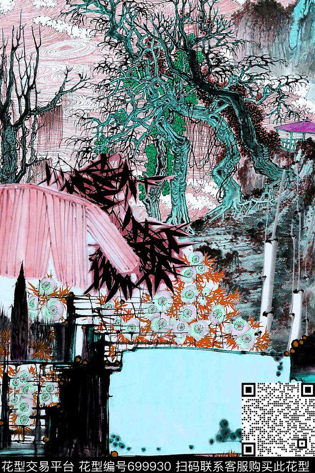 清爽花卉花卉风景数码印花华亿平台下载（图片编号: 699930） - 瓦栏（Walan）