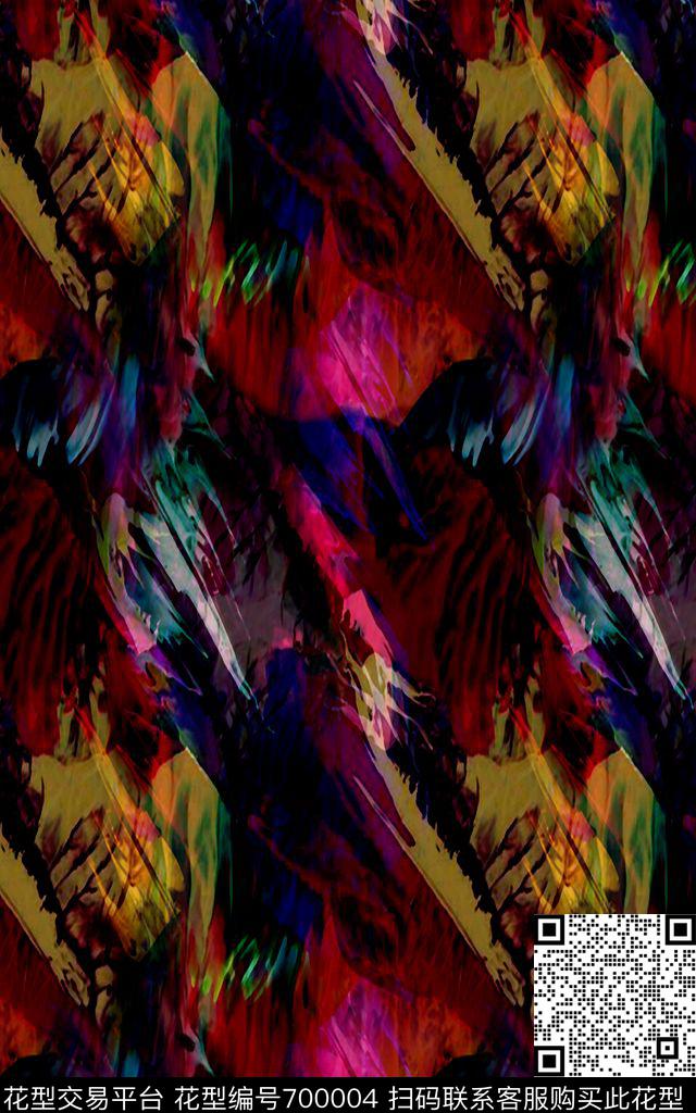 洋阳---抽象抽象花纹丝绸数码印花华亿平台下载（图片编号: 700004） - 瓦栏（Walan）