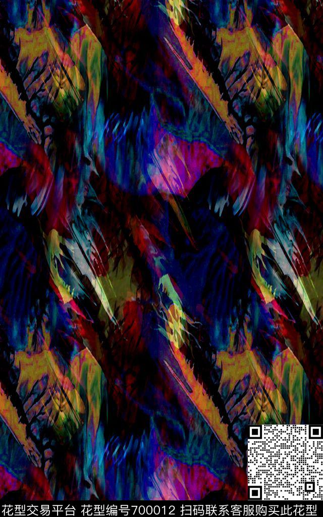 洋阳---抽象抽象花纹丝绸数码印花华亿平台下载（图片编号: 700012） - 瓦栏（Walan）
