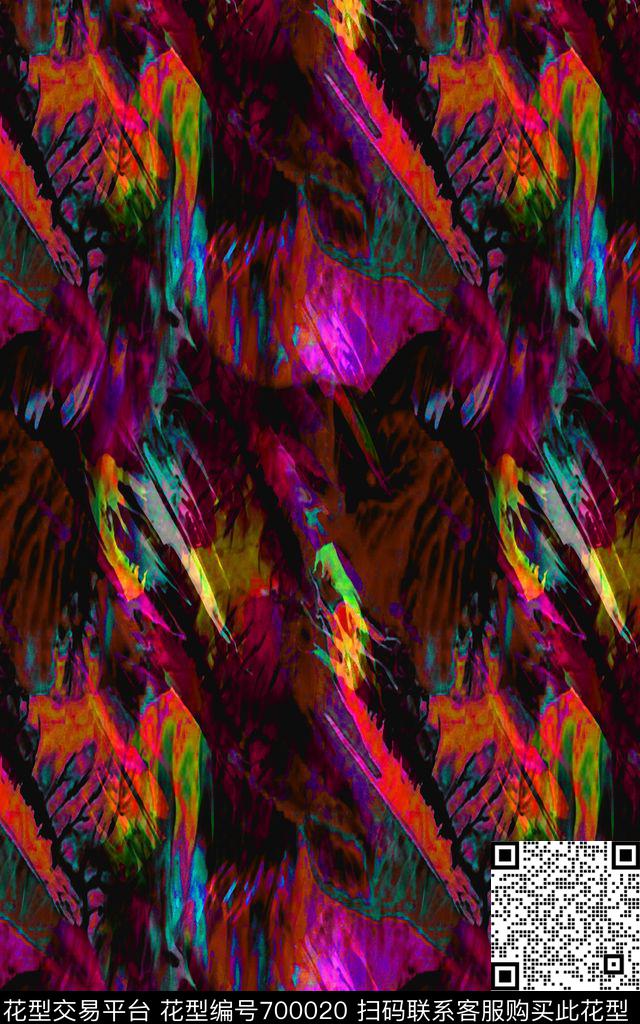 洋阳---抽象抽象花纹丝绸数码印花华亿平台下载（图片编号: 700020） - 瓦栏（Walan）