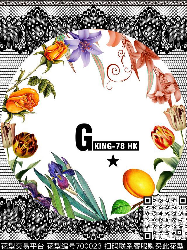 花卉蕾丝欧美数码印花华亿平台下载（图片编号: 700023） - 瓦栏（Walan）