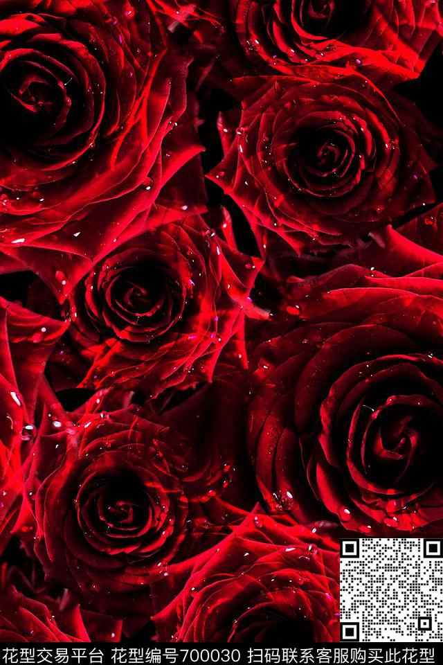 玫瑰花花卉饰品数码印花华亿平台下载（图片编号: 700030） - 瓦栏（Walan）