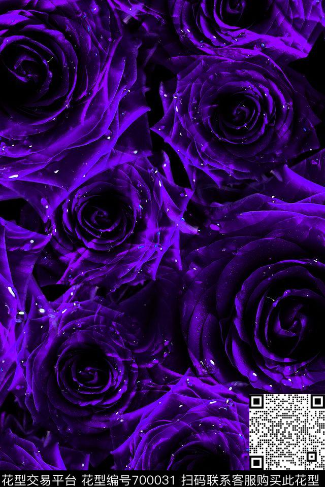玫瑰花花卉饰品数码印花华亿平台下载（图片编号: 700031） - 瓦栏（Walan）