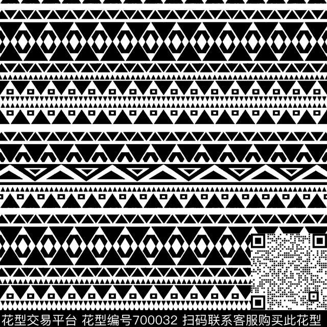 单色图腾印第安传统印花华亿平台下载（图片编号: 700032） - 瓦栏（Walan）