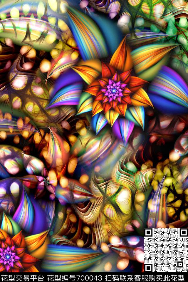 抽象几何分形数码印花华亿平台下载（图片编号: 700043） - 瓦栏（Walan）