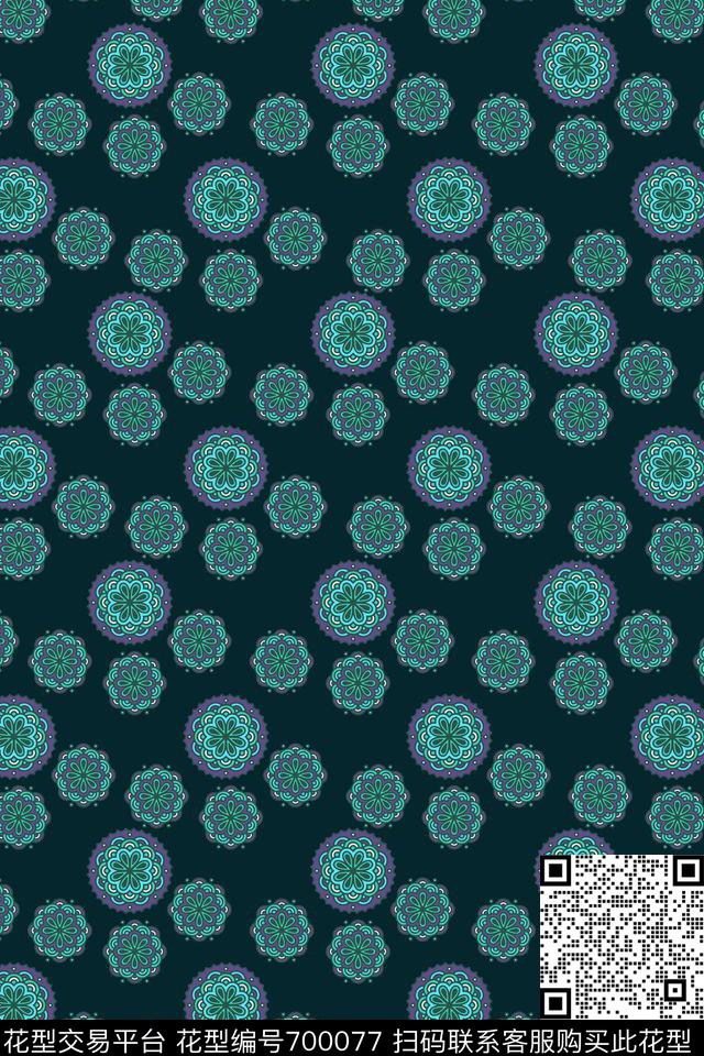 曼陀罗男装圆形花纹传统印花华亿平台下载（图片编号: 700077） - 瓦栏（Walan）