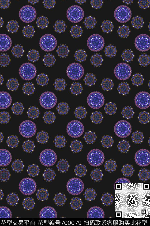 曼陀罗男装圆形花纹传统印花华亿平台下载（图片编号: 700079） - 瓦栏（Walan）