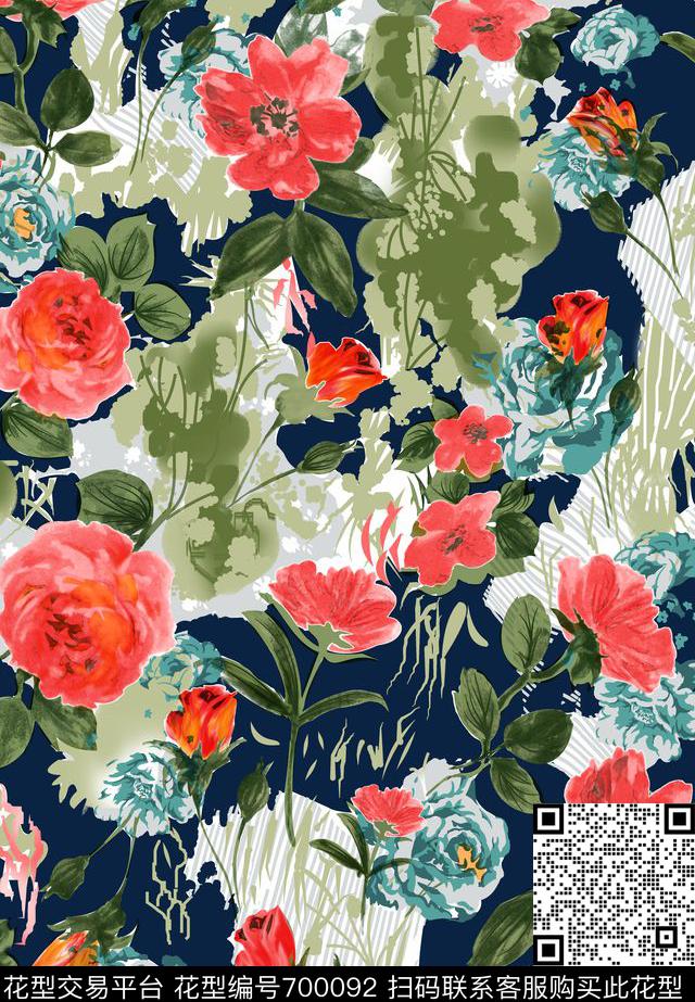 大花乱花小碎花数码印花华亿平台下载（图片编号: 700092） - 瓦栏（Walan）