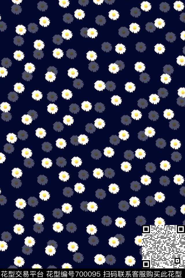 菊花雏菊花朵传统印花华亿平台下载（图片编号: 700095） - 瓦栏（Walan）