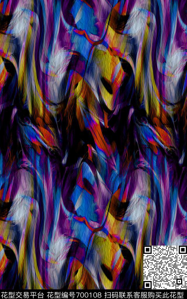 洋阳---抽象抽象花纹丝绸数码印花华亿平台下载（图片编号: 700108） - 瓦栏（Walan）