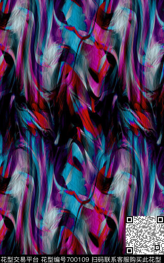 洋阳---抽象抽象花纹丝绸数码印花华亿平台下载（图片编号: 700109） - 瓦栏（Walan）