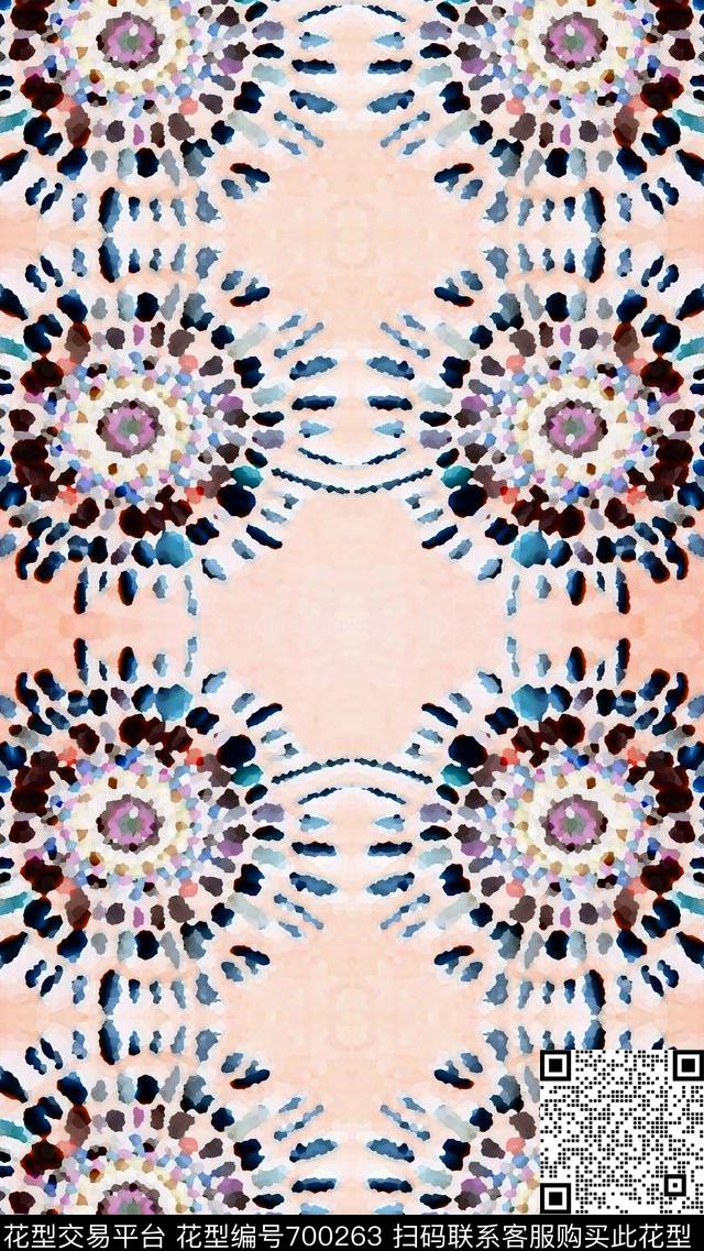 圆圈组合民族风图案抽象图案数码印花华亿平台下载（图片编号: 700263） - 瓦栏（Walan）