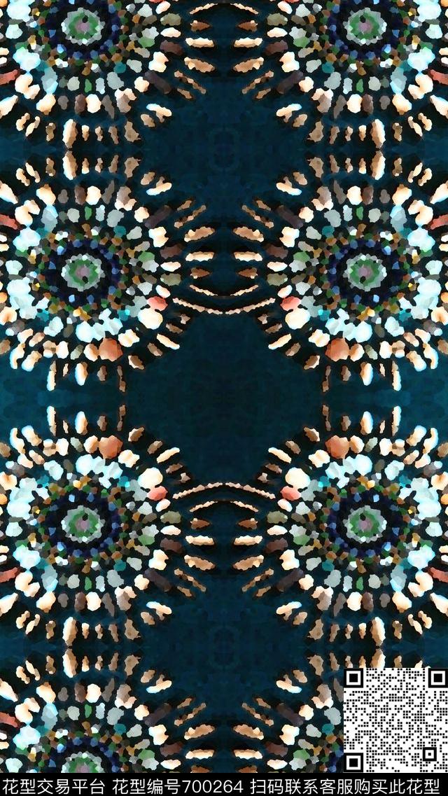 圆圈组合民族风图案抽象图案数码印花华亿平台下载（图片编号: 700264） - 瓦栏（Walan）