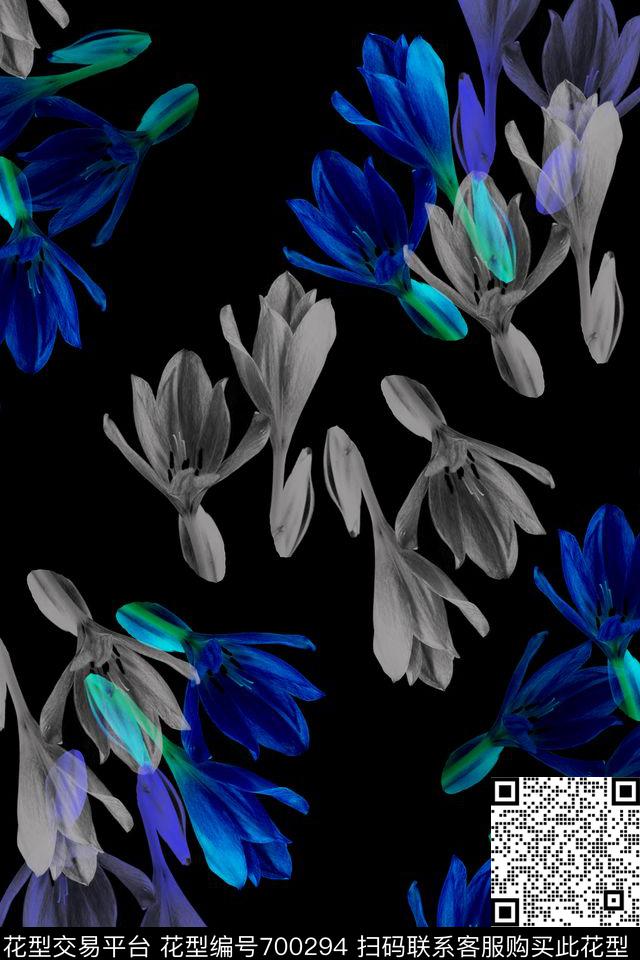 青蓝雅韵系列植物花卉花卉传统印花华亿平台下载（图片编号: 700294） - 瓦栏（Walan）