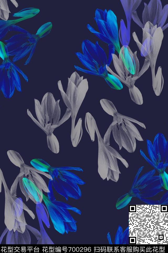 青蓝雅韵系列植物花卉花卉传统印花华亿平台下载（图片编号: 700296） - 瓦栏（Walan）