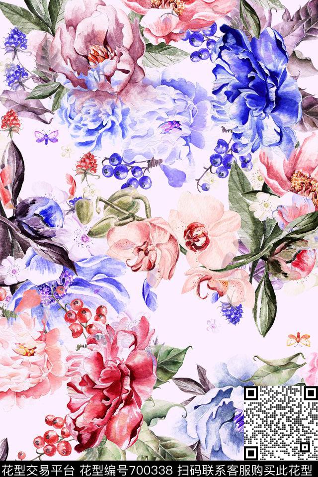 手绘沙发布花卉数码印花华亿平台下载（图片编号: 700338） - 瓦栏（Walan）