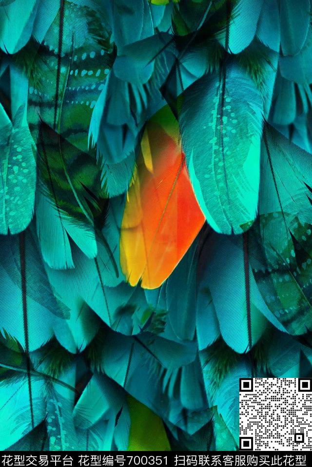 抽象零点--女装羽毛数码印花华亿平台下载（图片编号: 700351） - 瓦栏（Walan）