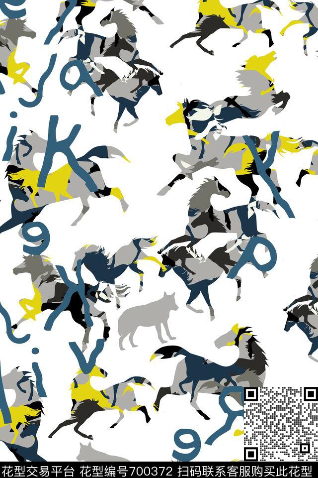 马动物纹男装传统印花华亿平台下载（图片编号: 700372） - 瓦栏（Walan）