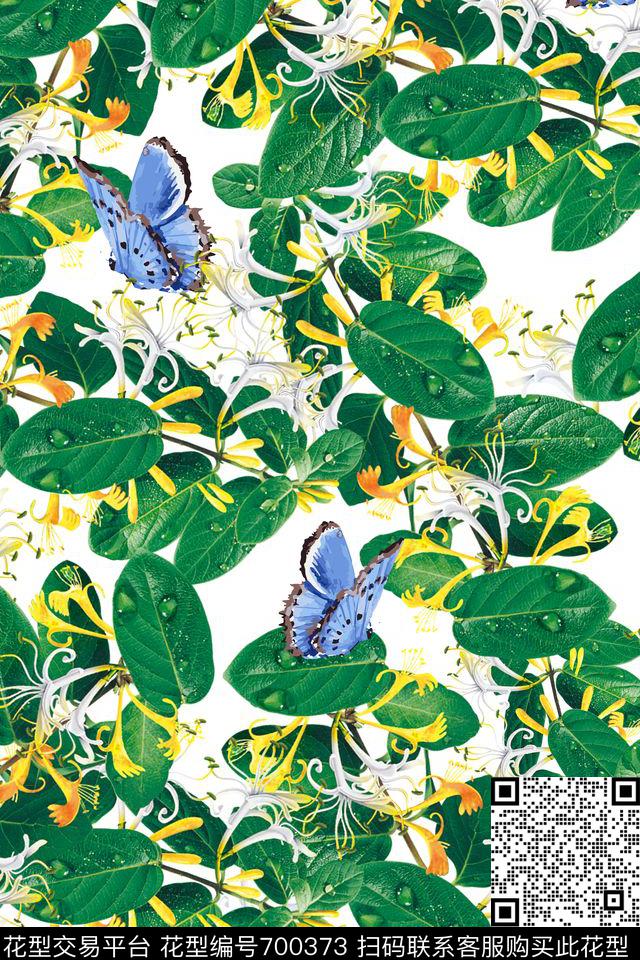 女装植物纹花朵数码印花华亿平台下载（图片编号: 700373） - 瓦栏（Walan）