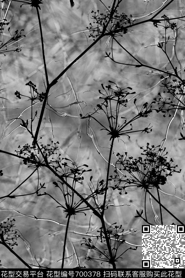 植物树枝写意数码印花华亿平台下载（图片编号: 700378） - 瓦栏（Walan）