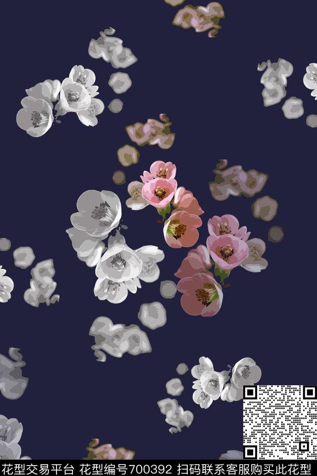 时尚休闲青蓝雅韵系列植物花卉传统印花华亿平台下载（图片编号: 700392） - 瓦栏（Walan）