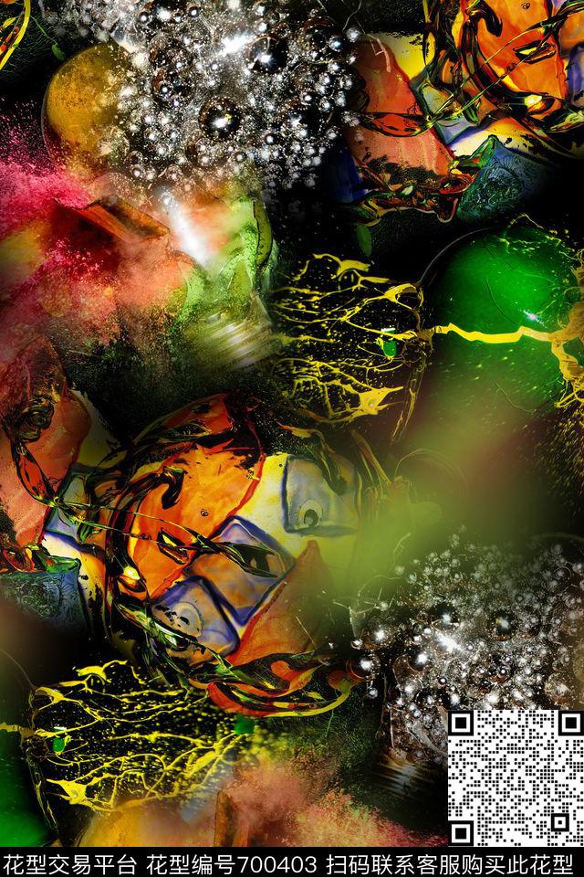 抽象几何拼接数码印花华亿平台下载（图片编号: 700403） - 瓦栏（Walan）