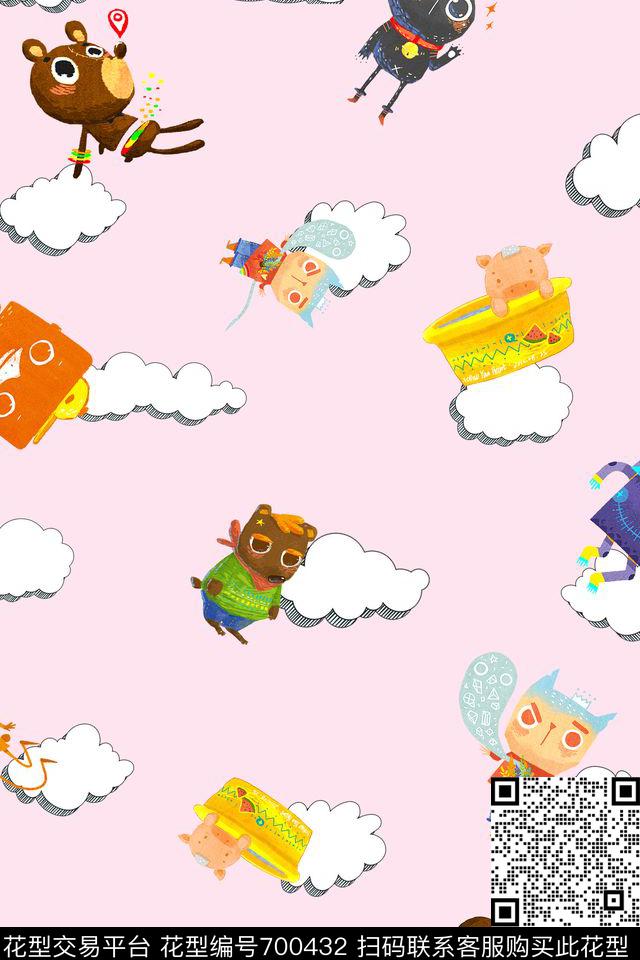 卡通动物白云数码印花华亿平台下载（图片编号: 700432） - 瓦栏（Walan）