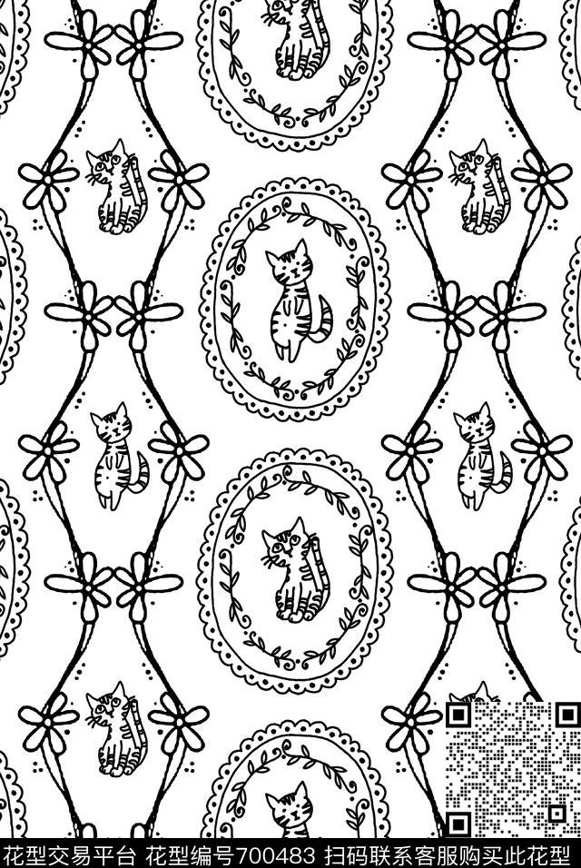 卡通几何花边传统印花华亿平台下载（图片编号: 700483） - 瓦栏（Walan）