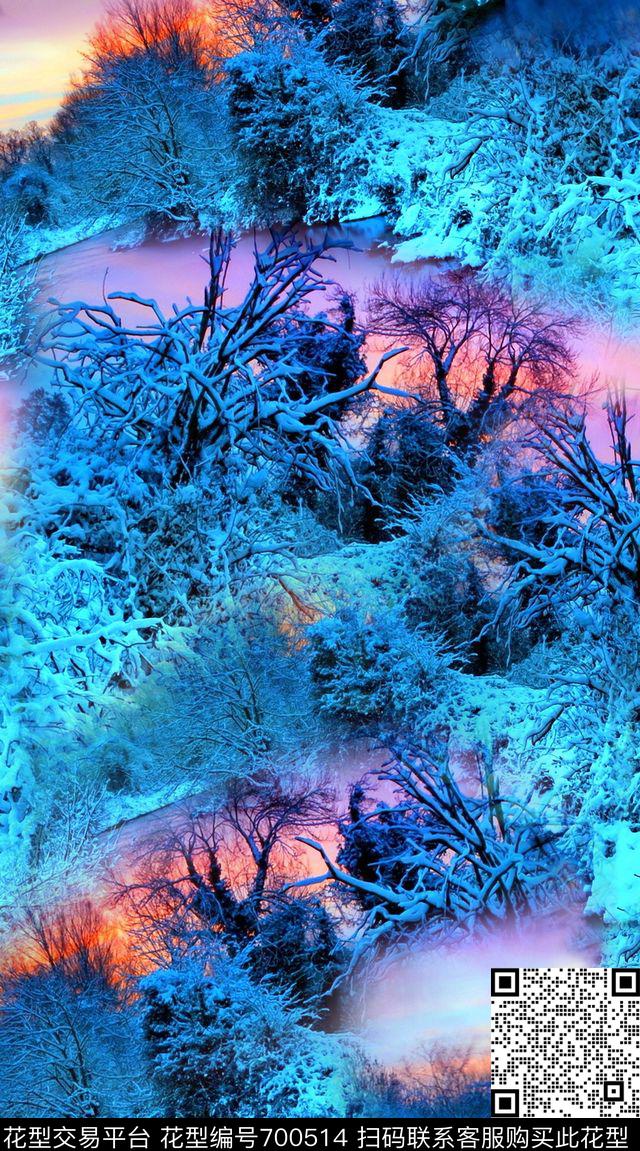 幻彩风景黄昏烂漫风景数码印花华亿平台下载（图片编号: 700514） - 瓦栏（Walan）