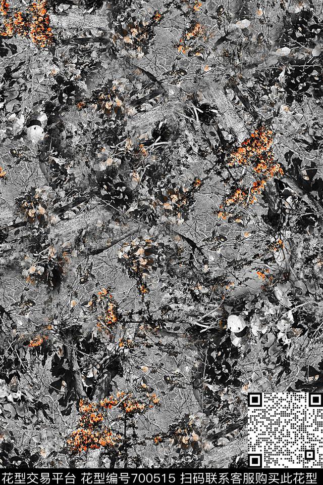 手绘树叶印花男装满版夹克外套印花抽象肌理纹数码印花华亿平台下载（图片编号: 700515） - 瓦栏（Walan）