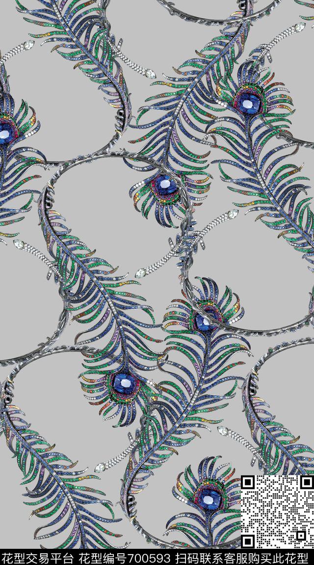 珠宝羽毛砖石数码印花华亿平台下载（图片编号: 700593） - 瓦栏（Walan）