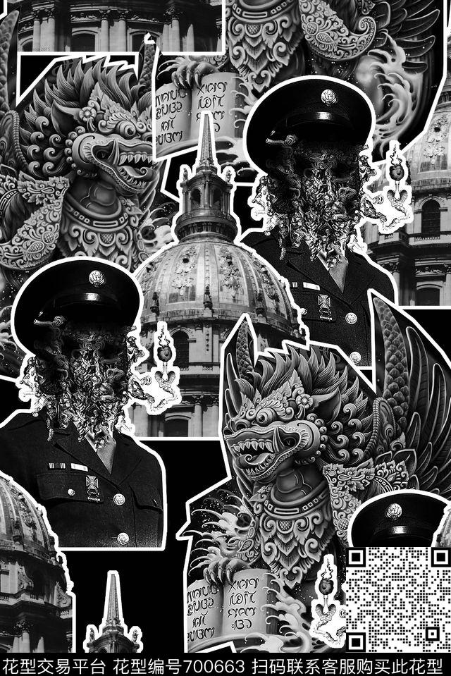 建筑男装人物数码印花华亿平台下载（图片编号: 700663） - 瓦栏（Walan）