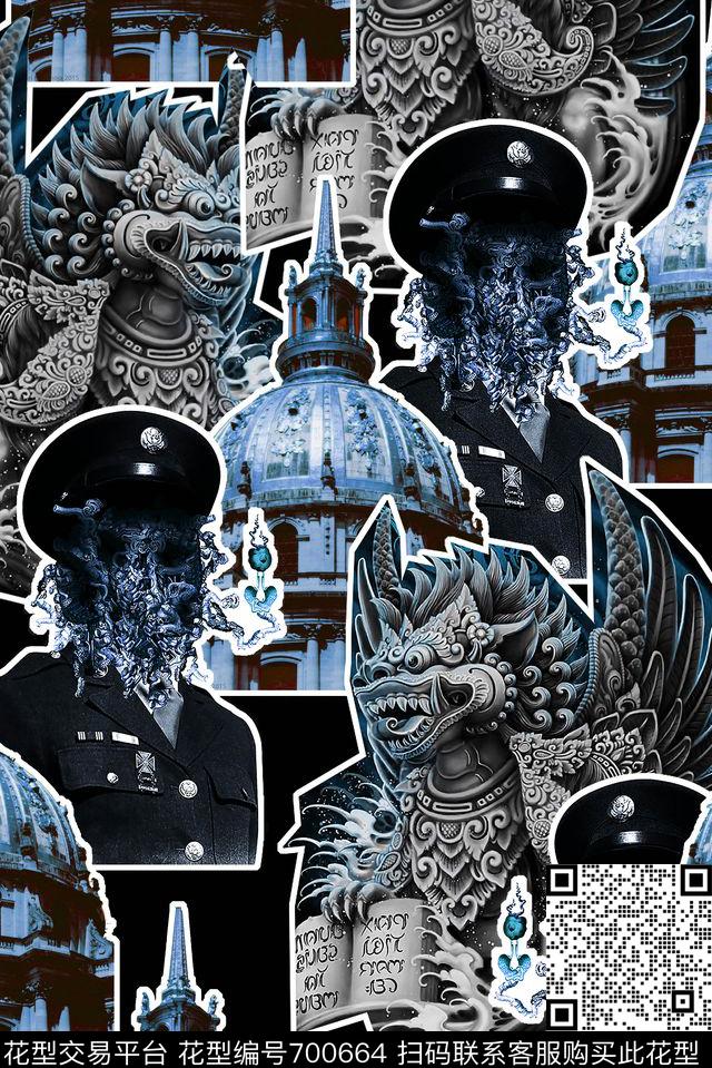 建筑男装人物数码印花华亿平台下载（图片编号: 700664） - 瓦栏（Walan）