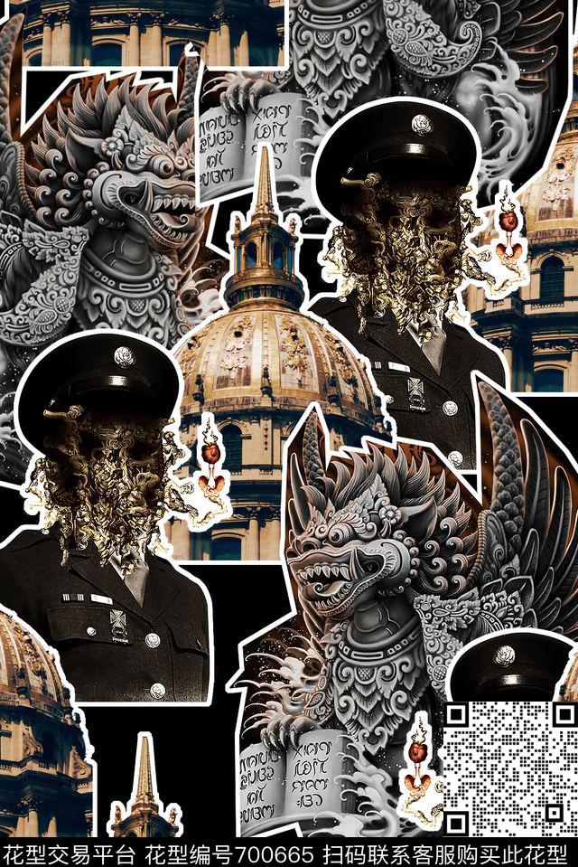 建筑男装人物数码印花华亿平台下载（图片编号: 700665） - 瓦栏（Walan）