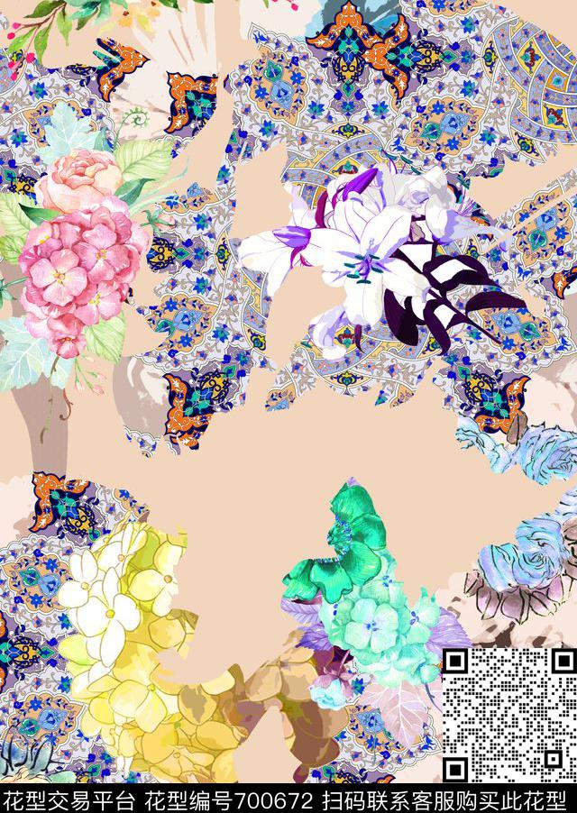 MAX-女装花卉民族风几何抽象迷离迷彩花卉数码印花华亿平台下载（图片编号: 700672） - 瓦栏（Walan）