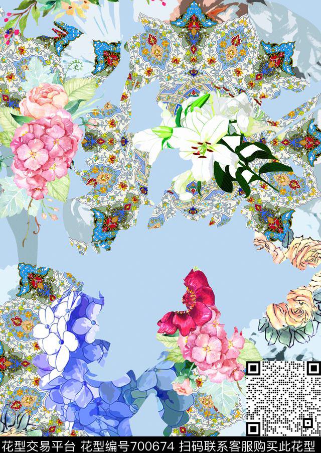MAX-女装花卉民族风几何抽象迷离迷彩花卉数码印花华亿平台下载（图片编号: 700674） - 瓦栏（Walan）