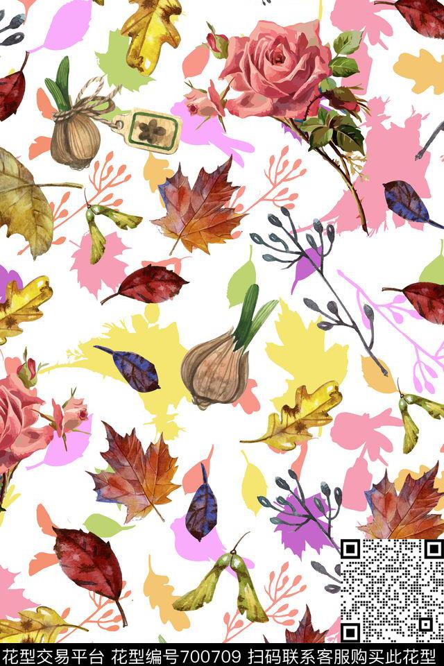 植物纹小碎花大花数码印花华亿平台下载（图片编号: 700709） - 瓦栏（Walan）
