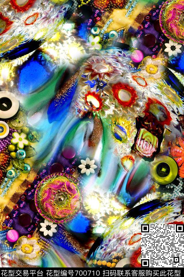 抽象几何拼接数码印花华亿平台下载（图片编号: 700710） - 瓦栏（Walan）